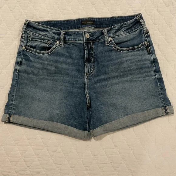 Silver Jeans SUKI Indigo Cuffed Shorts 16W - Picture 3 of 13